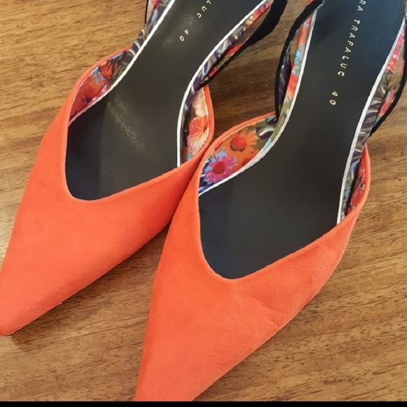 orange slingbacks